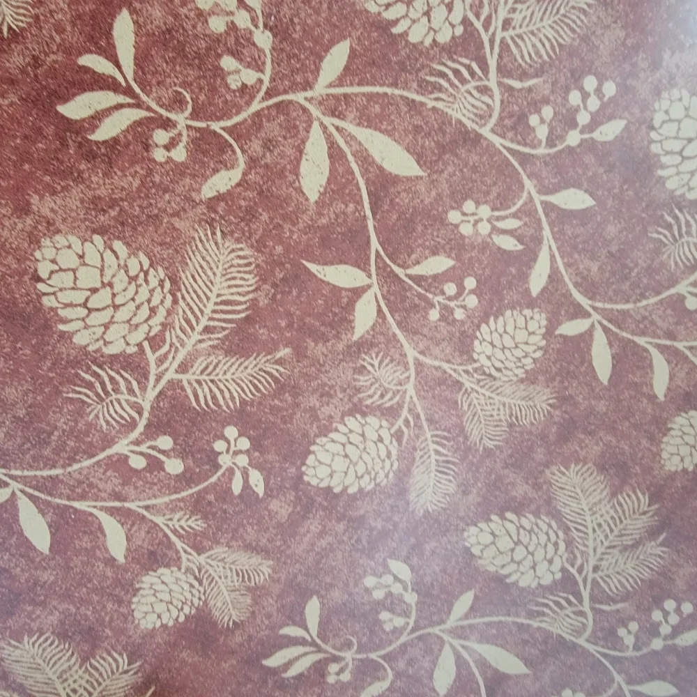 Wallpaper Red & Beige Pinecone Lodge Rustic